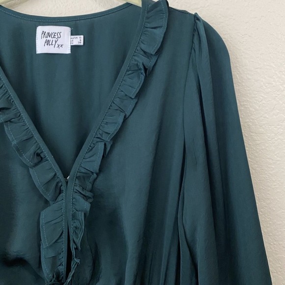 Princess Polly Womens Dress Size 6 Green Layered Tie Front n1 - Picture 3 of 9